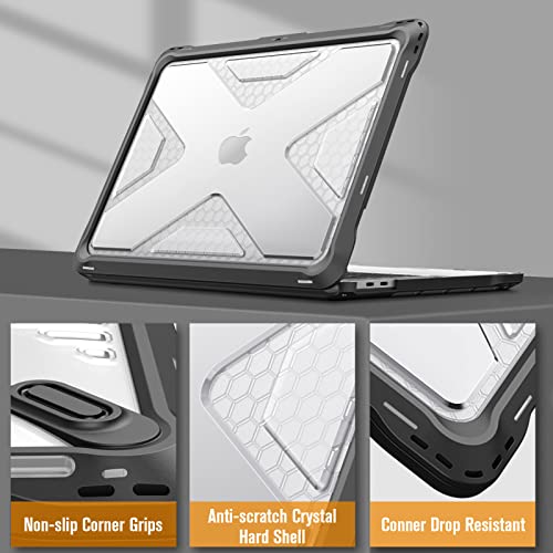 Fintie Case for MacBook Pro 13 Inch A2338(M2 M1) A2251 A2289 A2159 A1989 A1706 A1708 (2016-2023) - Heavy Duty Hard Shell Cover with TPU Bumper for MacBook Pro 13 with/Without Touch Bar, Clear - color: Crystal Clear