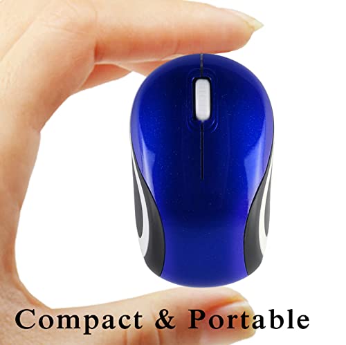 Wireless Mini Mouse, Blue, 1000 DPI, USB Receiver, Smooth Surface, Easy to Carry - color: Blue