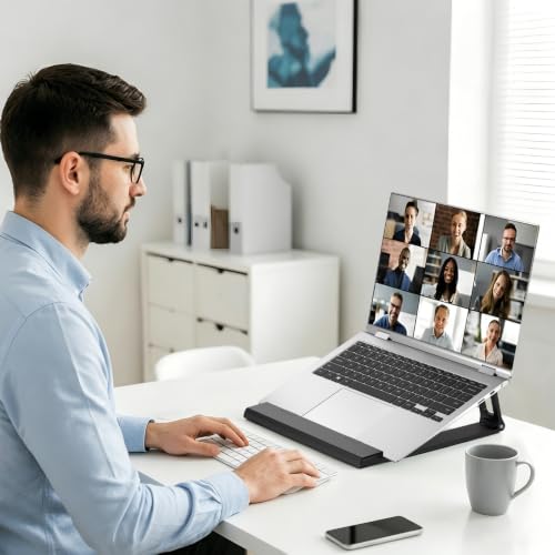 Laptop Stand for Desk ABS+Metal Portable Computer Riser Notebook Holder Printer Stand Office Desk Accessories Compatible with MacBook Air, Pro, Dell, HP, Lenovo and All 10-17" Laptops - color: Z-Black