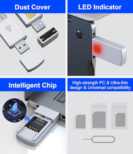USB SIM Card Reader - Sim Card Adapter Kit with Eject Pin - Micro/Nano/Standard Sim Card Readers - USB to Sim Card Adapter Edit and Read Messages/Contacts - SIM Adapters for Laptops Computer Windows