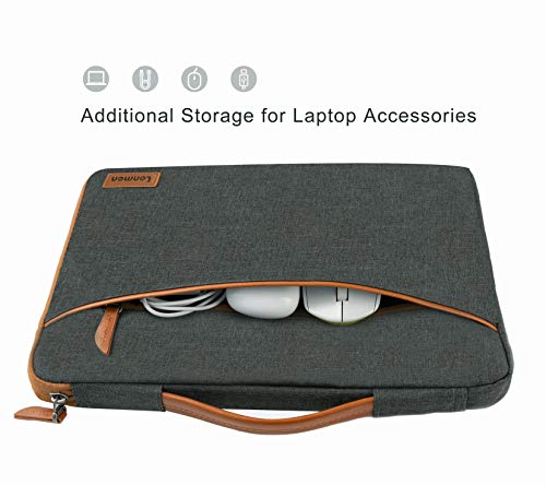 LONMEN 14 Inch Laptop Sleeve 360-Degree Protection with Retractable Handle, Water-Resistant Laptop Bag for 14" Laptops (Lenovo/Acer/ASUS/Dell/HP), MacBook Pro 14, Brown - size: 14 Inch