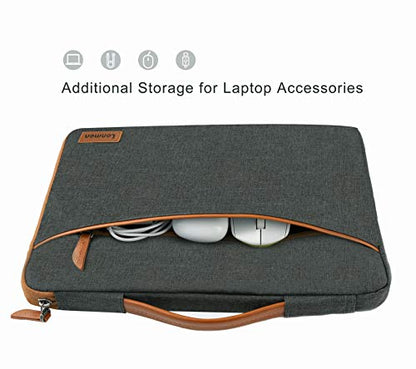 LONMEN 14 Inch Laptop Sleeve 360-Degree Protection with Retractable Handle, Water-Resistant Laptop Bag for 14" Laptops (Lenovo/Acer/ASUS/Dell/HP), MacBook Pro 14, Brown - size: 14 Inch