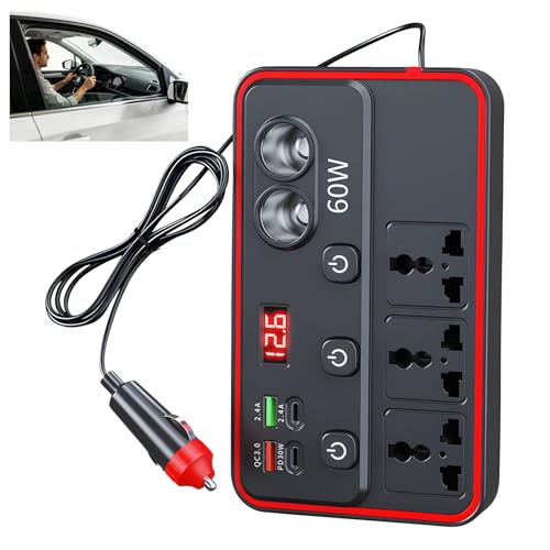 Multifunctional Car Charger with AC Outlets & USB, Car Power Inverter, Power Inverters for Vehicles, DC 110V-220V, Dual USB Charging Ports, Dual AC Adapter for Laptops Air Compressor (1 PCS) - color: 1 PCS
