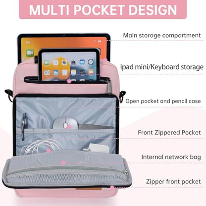 TORIBIO 13 Inch Tablet Sleeve Bag Padded Protective Travel Carrying Case | Fits 13" iPad Air M4 M3 M2, iPad Pro M5 M4 M2 M1, Samsung Galaxy Tab S9 FE+/S9+/S8+/S7 FE/S7+ 12.4" Surface Laptop Go 12.4" - color: Pink, size: 12.9 Inch