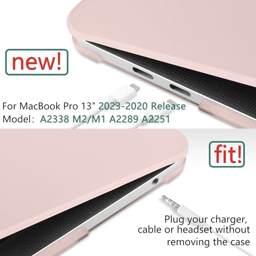 for MacBook Pro 13 inch Case 2023 2022 2021 2020 Release Model: A2338 M2/M1 A2289 A2251 with Touch Bar & Touch ID, Frosted Matte Plastic Hard Shell Case & Keyboard Cover, Chalk Pink - color: Chalk Pink