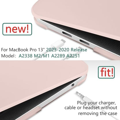 for MacBook Pro 13 inch Case 2023 2022 2021 2020 Release Model: A2338 M2/M1 A2289 A2251 with Touch Bar & Touch ID, Frosted Matte Plastic Hard Shell Case & Keyboard Cover, Chalk Pink - color: Chalk Pink