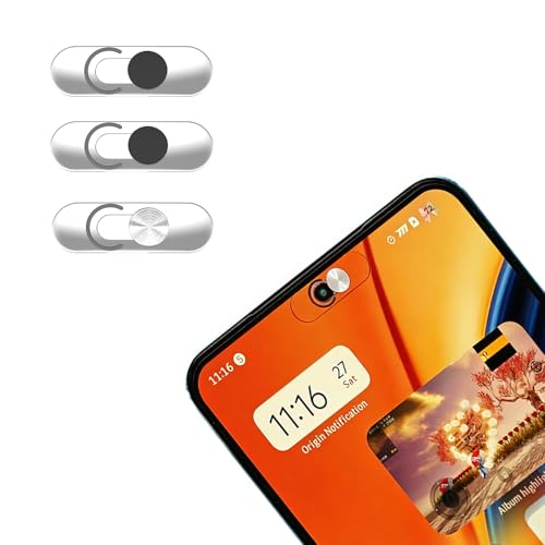 3 Pack Ultra Thin Front Camera Privacy Slider Cover | Fits Android Phone, Pixel, Galaxy & iPad, sliding webcam blocker for single front camera privacy protection