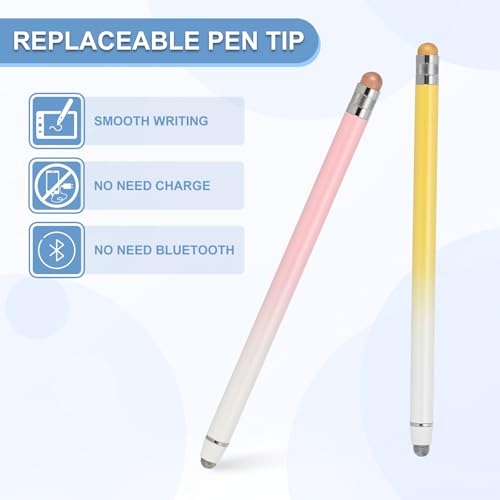 PATIKIL 2 Pcs Stylus Pens for Touch Screens, 2 in 1 High Sensitivity Universal Pen Capacitive Stylus for Phone Tablets Laptop Touch Screen Devices, Yellow Pink - color: Yellow Pink