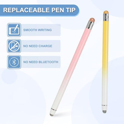 PATIKIL 4 Pcs Stylus Pens for Touch Screens, 2 in 1 High Sensitivity Universal Pen Capacitive Stylus for Phone Tablets Laptop Touch Screen Devices, Yellow Pink - color: Yellow Pink