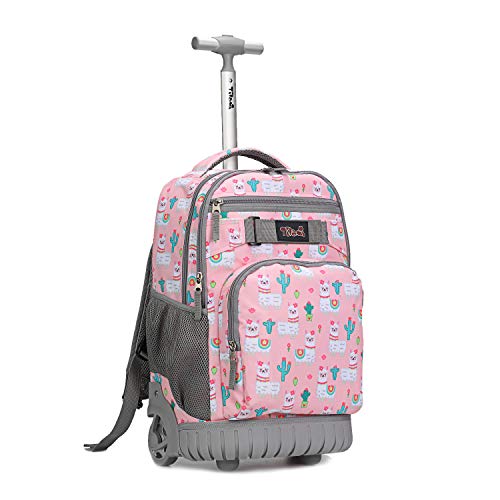 Tilami Rolling Backpack 18 inch Wheeled Laptop Backpack School College Student Travel Trip Boys and Girls, Alpaca - color: Alpaca