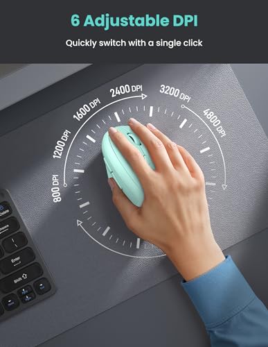 TECKNET Ergonomic Mouse, Bluetooth Wireless Vertical Mouse, Rechargeable Battery, Quiet Clicks, 4800 DPI Adjustable, BT5.0/3.0 & 2.4G Connect, Easy to use, Wide Compatibility - color: Green