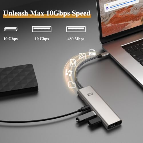 Minthouz USB C Hub 5-in-1, 4K@60Hz HDMI Display 125W PD | 10Gbps USB-C & USB-A Data, Multiport Adapter Dongle for Mac Book Pro/Air,iPad Pro, iMac,Laptop, iPad