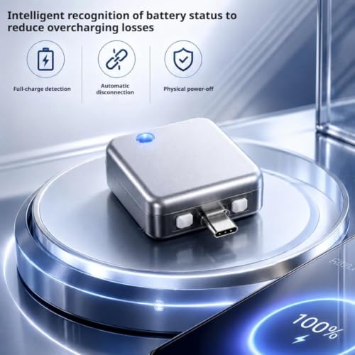 140W Smart Auto Stop Charging Adapter AI Auto Power Off Fast Charging Adapter Physical Disconnect Battery Guard Anti-Overcharge Safety Bridge for USB C Cable Phone Laptop