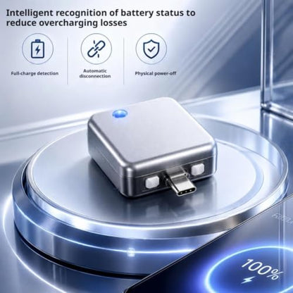 140W Smart Auto Stop Charging Adapter AI Auto Power Off Fast Charging Adapter Physical Disconnect Battery Guard Anti-Overcharge Safety Bridge for USB C Cable Phone Laptop
