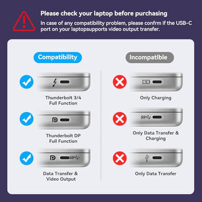 USB C to DisplayPort Splitter 4K@60Hz DisplayPort MST Hub for Triple Monitors with 100W PD Supports Extended Mirror Mode (Mac OS Only Mirror) Compatible with Thunderbolt 3/4/5 Laptops Windows