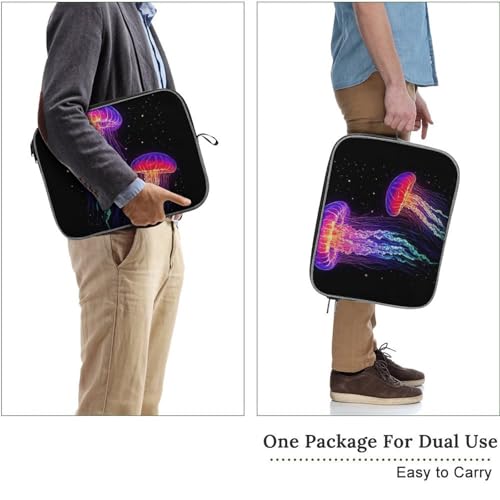Laptop Case Sleeve, Lightweight Soft Protective Laptop Sleeve Computer Carrying Cover with Double Zipper for Daily Use, Trippy Neon Jellyfish Art, 14inch - color: Style(967), size: 14inch