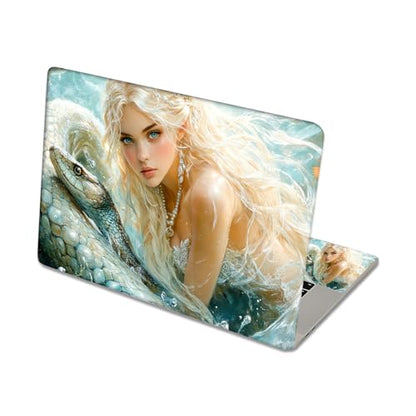 Aesthetic Laptop Skin Sticker, Blonde Maiden with Serpent in Water Waterproof Vinyl Laptop Decal, Removable Bubble Free, Reusable Protective Cover for 13 14 15 15.6 Inch - color: Blonde Maiden with Serpent in Water
