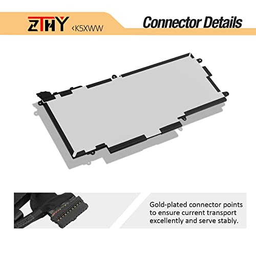 ZTHY 60Wh K5XWW 71TG4 Laptop Battery Replacement for Dell Latitude 7389 | Latitude 7390 Latitude 12 5000 5289 2-in-1 L3180 E5289 P29S001 P29S002 Series 451-BBZC 6CYH6 725KY N18GG CFX97 7.6V 4-Cell - size: 10.04*4.53*0.20 inch K5XWW