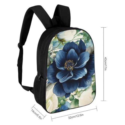 17 In Laptop Backpack Water Resistant Travel Daypack Black | Leaves Botanicals, Breathable Airflow Back Panel, Adjustable Ergonomic Shoulder Straps, Foam-Padded Top Carry Handle