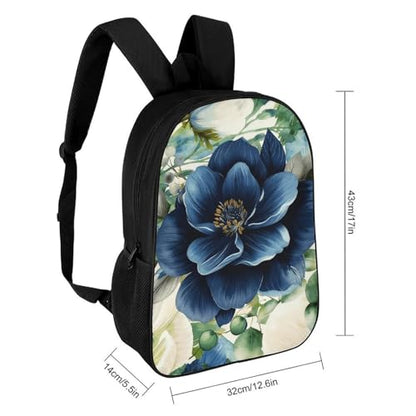 17 In Laptop Backpack Water Resistant Travel Daypack Black | Leaves Botanicals, Breathable Airflow Back Panel, Adjustable Ergonomic Shoulder Straps, Foam-Padded Top Carry Handle
