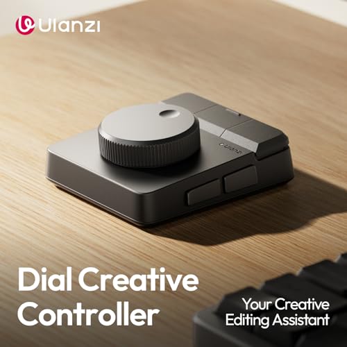 ULANZI D100H Video Editing Keyboard with Dial Knob Wireless Bluetooth | 7 in 1 Power Customizable Macro Keypad Controller with Tactile Feedback for Beginners/Mac/PC, Photographers & Video Creators