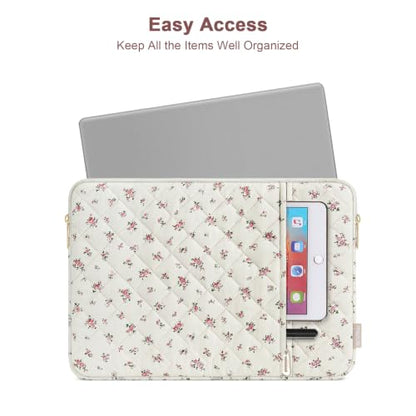 MOSISO 13-13.3 inch Laptop Case, 13.3 inch Puffy Laptop Sleeve | Compatible with MacBook Neo/Air13.6/Pro13/Pro14, HP Dell ASUS Lenovo, Square Quilted Floral Vertical Bag&Small Case, Pink - color: Pink, size: 13.3 inch