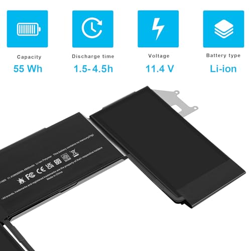 TREE.NB A1965 Laptop Battery Replacement for MacBook Air 13 inch Retina A1932(Late 2018 2019) A2179 (Early 2020) EMC 3184 3302 MacBookAir8,1 8,2 9,1 MRE82LL/A MRE92LL/A MVFH2LL/A MVFM2LL/A MRE82B/A - size: ‎11.4x5.98x0.2inch A1965