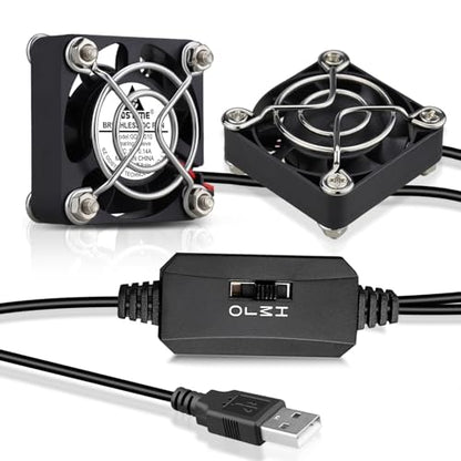 GDSTIME Dual 40mm USB Fans w/ 3 Speed Control 5V Mini Brushless Cooling Fan | for VR Gear, Aquarium, Terrarium, Roku, Router, Raspberry Pi, Cosplay, Helmet Cooling Ventilation - 40x40x10mm, 4010 - size: 40x10mm
