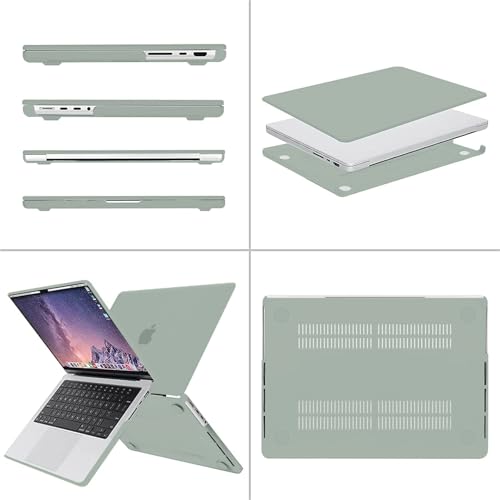 MOSISO Compatible with MacBook Pro 14 inch Case M5 2026 M4 2025 M3 M2 M1 2024-2021 A3427 A3426 A3434 A3112 A3185 A3401 A2918 A2992 A2779 A2442,Hard Case&Keyboard Skin&ScreenFilm&Pouch, Antique Green - color: Antique Green