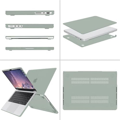 MOSISO Compatible with MacBook Pro 14 inch Case M5 2026 M4 2025 M3 M2 M1 2024-2021 A3427 A3426 A3434 A3112 A3185 A3401 A2918 A2992 A2779 A2442,Hard Case&Keyboard Skin&ScreenFilm&Pouch, Antique Green - color: Antique Green