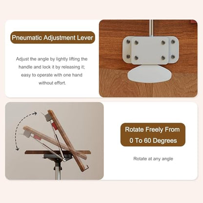 Overbed Table with 360° Wheels, Mobile Small Standing Desk, Tilting Top Height Tray for Laptop and Bedroom Work