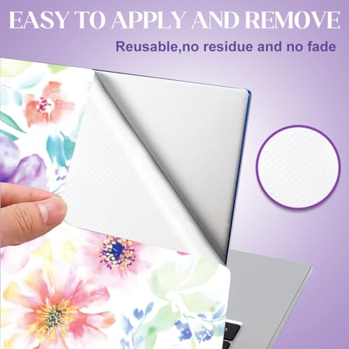 SUPERDANT Watercolor Flowers Laptop Skin Sticker Decal Plant Universal Laptops Notebook Skin Sticker 12 13 13.3 14 15 15.4 15.6 Inches Vinyl Laptop Cover Stickers Notebook Protector Pink Purple - color: Pink+Purple