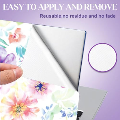 SUPERDANT Watercolor Flowers Laptop Skin Sticker Decal Plant Universal Laptops Notebook Skin Sticker 12 13 13.3 14 15 15.4 15.6 Inches Vinyl Laptop Cover Stickers Notebook Protector Pink Purple - color: Pink+Purple