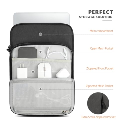 MoKo 13.3-14 Inch Laptop Sleeve Bag Carrying Case with Accessory Pocket | Fits MacBook Pro 14-inch M3/M2, MacBook Pro 13-inch M2/M1, MacBook Air 13.6-inch M2 and Surface Pro 9/8, Black & Gray - color: Black & Gray, size: 13.3-14 Inch