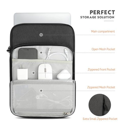 MoKo 13.3-14 Inch Laptop Sleeve Bag Carrying Case with Accessory Pocket | Fits MacBook Pro 14-inch M3/M2, MacBook Pro 13-inch M2/M1, MacBook Air 13.6-inch M2 and Surface Pro 9/8, Black & Gray - color: Black & Gray, size: 13.3-14 Inch