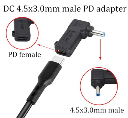 PD Type C Female to DC4.5x3.0mm Male Power Adapter | PD to DC4530 Laptop Charging Adapter Converters PD Power Charger Connector Laptop Connector [C-4530]