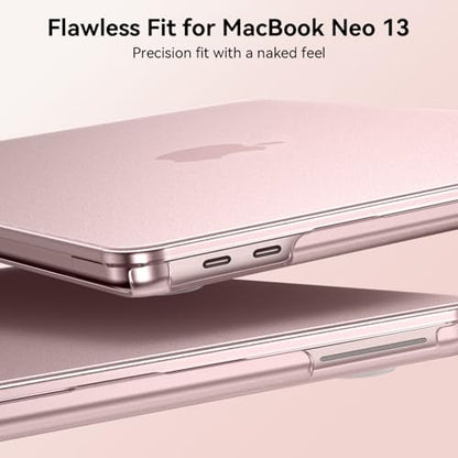EooCoo for MacBook Neo Case 13 inch 2026 Model A3404, 100% Match Official Color, Anti-Fingerprint & Scratch & Crack, Sturdy Protective Hard Shell Cover Laptop Accessories, Blush Clear - color: Blush Clear