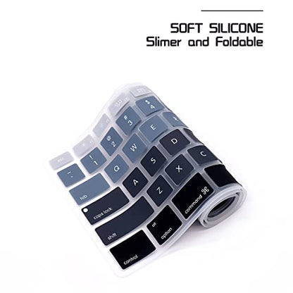 HRH Ombre Grey Silicone Keyboard Skin Cover for iMac Wired USB Full Size Keyboard with Numeric Keypad A1243(G6 MB110LL/B and MB110LL/A) - color: Ombre Gray