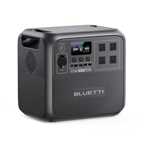 BLUETTI AC180 Portable Power Station 1152Wh 1800W LiFePO4 Solar Generator | Battery Backup w/ 4 1800W (2700W Peak) AC Outlets, 0-80% in 45Min, Fast Charge LFP Power for Camping, Off-grid, Power Outage - style: BLUETTI AC180