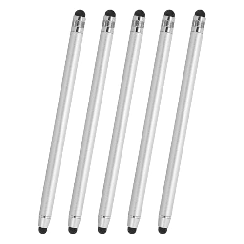 PATIKIL 5 Pcs Stylus Pens for Touch Screens, 2 in 1 High Sensitivity Universal Pen Capacitive Stylus for Phone Tablets Laptop Touch Screen Device, Silver - color: Silver