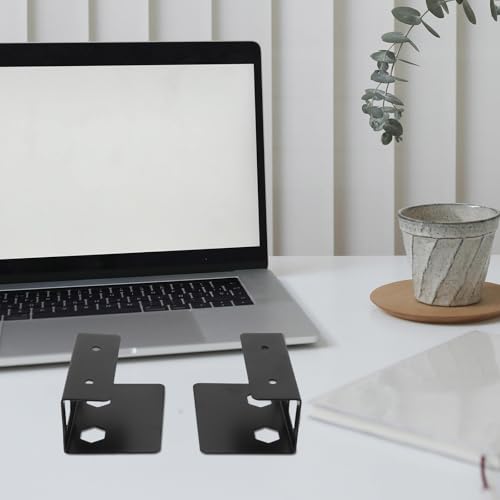 Zerodeko Desk Laptop Mount with Metal Screw Mounting Bracket and Protective Pads, Universal 3pcs Black Laptop Storage Holder for Keyboard, Cables, and Network Switch, Office and Study
