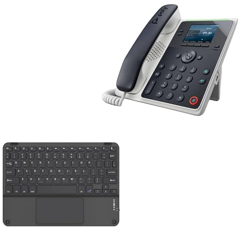 BoxWave Keyboard Compatible with Poly Edge E100 - SlimKeys Bluetooth Keyboard with Trackpad, Portable Slim TouchPad - Jet Black