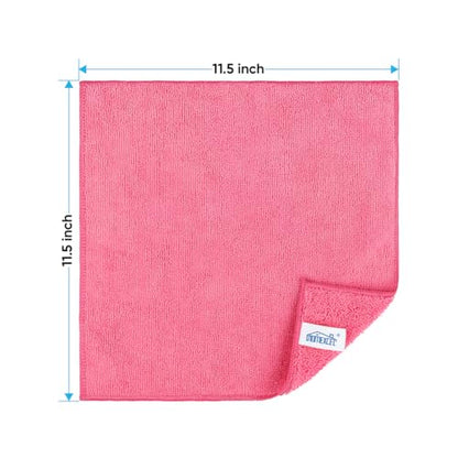 HOMEXCEL Pink Microfiber Cleaning Cloth, 12 Pack Premium Microfiber Towels for Cars, Lint Free, Scratch-Free, Highly Absorbent, Reusable Cleaning Rags for Car, Household, Kitchen, Window, 11.5"X11.5" - color: Pink