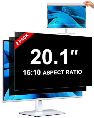 [2-Pack] Privacy Screen For Computer Monitor, 20.1-Inch 16:10 Aspect Ratio; Anti Spy/Bule Light/Glare And Eye Protection, 2 Install Ways Removable For Office, Airport, Cafe And Other Public Area; Diagonal 20.1 Inches, Width 17.04 Inches, Height 10.65 Inch