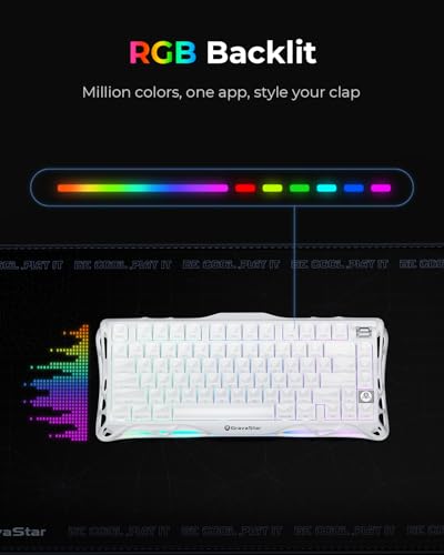 GravaStar Mercury K1 75% White Wireless Keyboard, Aluminum Alloy Exoskeleton Design Mechanical Gaming Keyboard, Gasket Hot-Swap Socket, Linear Switches, RGB Backlit【Opaline White】 - color: Opaline White