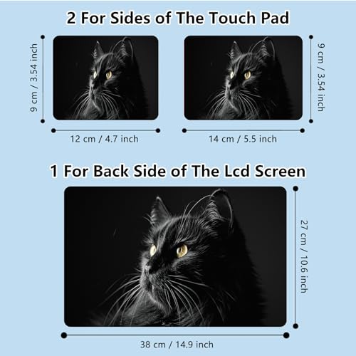 Universal Laptop Skin Sticker with 2 Wrist Pad Skins, Waterproof Scratch Resistant Vinyl Laptop Cover Decal, Cut to Fit for 11–15.6 Inch MacBook HP Dell Lenovo, Black Cat - color: Black Cat