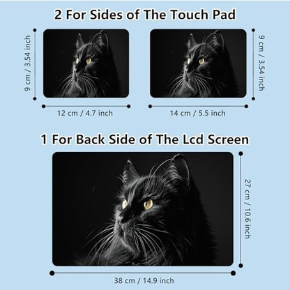 Universal Laptop Skin Sticker with 2 Wrist Pad Skins, Waterproof Scratch Resistant Vinyl Laptop Cover Decal, Cut to Fit for 11–15.6 Inch MacBook HP Dell Lenovo, Black Cat - color: Black Cat