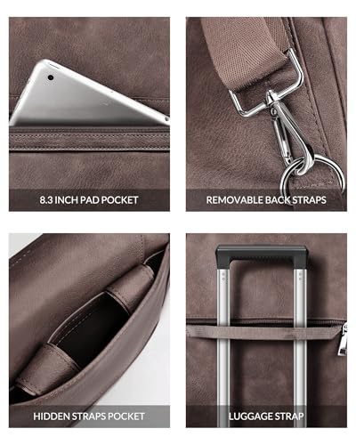 SYTRAH Laptop Bag for Women 15.6 inch Leather Backpack Purse - color: Dark Coffee