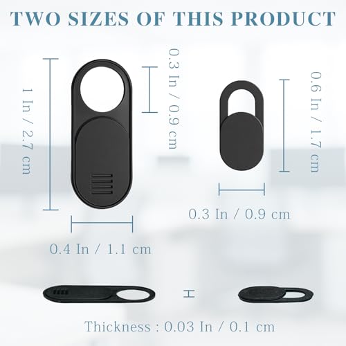 Laptop & Phone Camera Cover Slide (12-Pack) – Ultra-Thin Privacy Webcam Cover for Laptop, PC, Tablet, Smartphone & Desktop – Black