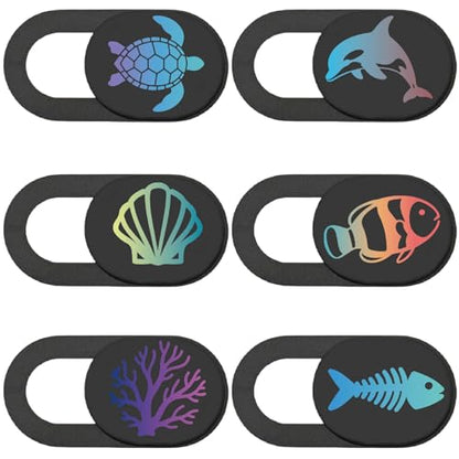 6Pcs 6 Styles Cute Camera Cover Slide Camera Privacy Covers Sea Animal Design Ultra-Slim Camera Blocker for Laptop Desktop Computer Tablet Phone Notebook Mini PC Accessories Home Office Use - color: Sea Animal